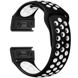 Curea ceas Smartwatch Garmin Fenix 7X / 6X / 5X Plus / 5X / 3 HR / 3 26 mm iUni Silicon Sport Negru-Alb 