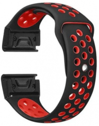 Curea ceas Smartwatch Garmin Fenix 7X / 6X / 5X Plus / 5X / 3 HR / 3 26 mm iUni Silicon Sport Negru-Rosu 