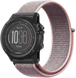 Curea ceas Smartwatch Garmin Fenix 7X / 6X / 5X Plus / 5X / 3 HR / 3 26 mm iUni Soft Nylon Sport Soft Pink 