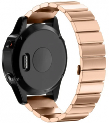 Curea ceas Smartwatch Garmin Fenix 7X / 6X / 5X Plus / 5X / 3 HR / 3 26 mm Otel inoxidabil iUni Rose Gold Link Bracelet 