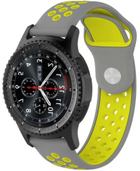 Curea ceas Smartwatch Samsung Galaxy Watch 4 Watch 4 Classic Gear S2 iUni 20 mm Silicon Sport Grey-Yellow 