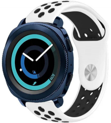 Curea ceas Smartwatch Samsung Galaxy Watch 4 Watch 4 Classic Gear S2 iUni 20 mm Silicon Sport White-Black 