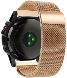 Curea iUni compatibila cu Garmin Fenix 7X / 6X / 5X Plus / 5X / 3 HR / 3 26 mm Milanese Loop Belt Rose Gold 