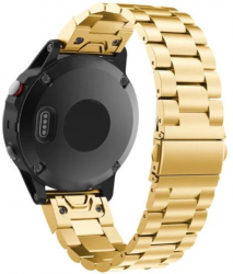 Curea iUni compatibila cu Garmin Fenix 7X / 6X / 5X Plus / 5X / 3 HR / 3 26 mm Steel Belt Gold 