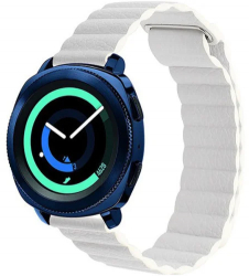 Curea piele Smartwatch Samsung Galaxy Watch 4 Watch 4 Classic Gear S2 iUni 20 mm White Leather Loop 