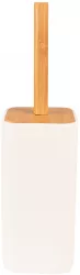 Perie toaleta ceramica alba lemn maro 9x9x34 cm 