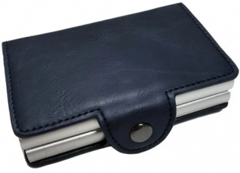 Portofel RFID dublu iUni P3 16 carduri Bleumarin 