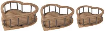Set 3 cosuri lemn metal maro 33x33x10 cm 26x26x9 cm 20x20x8 cm 