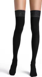 Sosete lungi peste genunchi din microfibra si lurex Conte Trendy 180 Den - Negru 36-39 23-25 