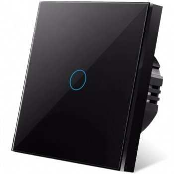 Intrerupator touch iUni 1F Sticla Securizata LED Black 