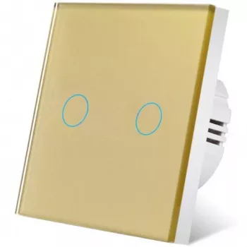 Intrerupator touch iUni 2F Sticla Securizata LED Gold 