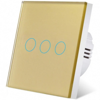 Intrerupator touch iUni 3F Sticla Securizata LED Gold 