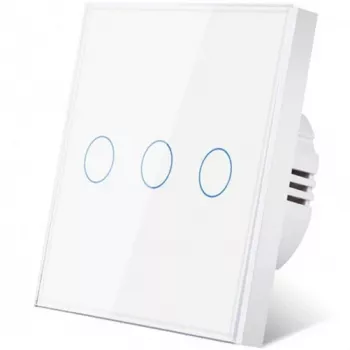 Intrerupator touch iUni 3F Sticla Securizata LED 