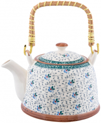 Ceainic cu infuzor ceramica alba albastra maro 18x14x12 cm 700 ml 