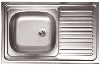 Chiuveta bucatarie inox linen anticalcar Kromevye EC116D 1 cuva 500 x 800 mm picurator pe partea dreapta 