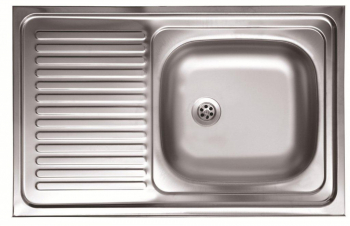 Chiuveta bucatarie inox satinat Kromevye N116 1 cuva 500 x 800 mm picurator pe partea stanga 