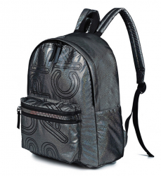 Ghiozdan compartiment laptop SUPERPACK METALLIC BLACK 39x30x16 cm - S-COOL 