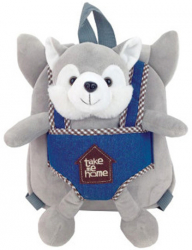 Ghiozdan gradinita BABY ANIMALS GREY DOG 23x8x28 cm - S-COOL 