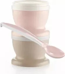 Set 2 recipiente cu capac si lingurita Thermobaby Powder Pink