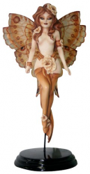 Figurina decorativa IdeallStore® editie limitata Zana Toamnei rasina lucrata manual 15 cm maro 