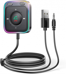 Receptor Audio Bluetooth 5.3 Jack 3.5mm USB cu lumini RGB E27 Gray