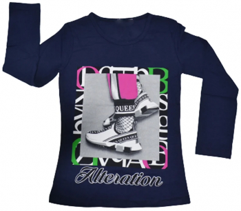 Bluza cu maneca lunga pentru fete OLC SVR 72817-128 Bleumarin 