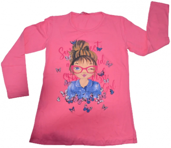 Bluza cu maneca lunga pentru fete OLC SVR 74017-164 Fucsia 