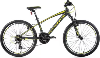 Bicicleta MTB Leader Fox Spider Boy cadru 13 inch 21 viteze roata 24 inch negru mat-galben 