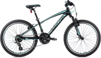 Bicicleta MTB Leader Fox Spider Boy cadru 13 inch 21 viteze roata 24 inch negru mat-tourquoise 