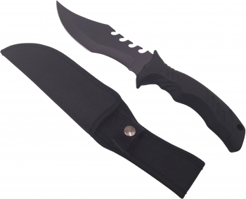 Cutit de vanatoare IdeallStore® Comando Blade 28.5 cm otel inoxidabil negru teaca inclusa 
