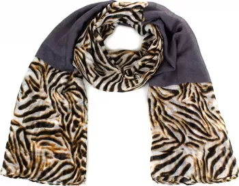 Esarfa dama viscoza Pami Tiger 80 x 180 cm Gri 