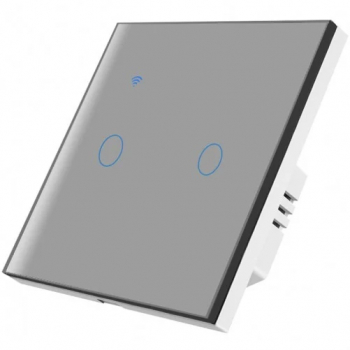 Intrerupator smart touch iUni 2F Wi-Fi Sticla securizata LED Silver 