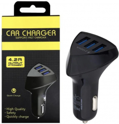 Incarcator auto 3USB 4.2A DC12/24V negru 
