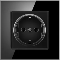Priza cu rama din sticla securizata iUni WS1 16A Black 