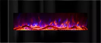 Semineu Electric de perete Madrid Led Black - 550 x 140 x 1280 mm - 1500W - Telecomanda - Flacara Multicolora 