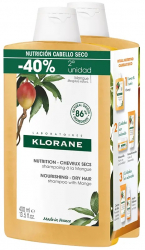 Set sampon nutritiv imbogatit cu extract de mango Klorane Al Mango Unisex 2 x 400 ml 