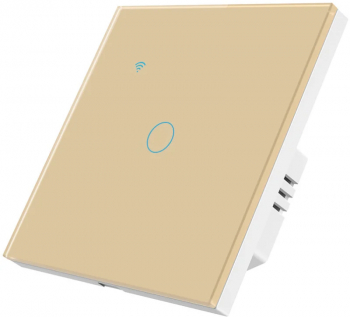 Intrerupator smart touch cap scara/cruce iUni 1F Wi-Fi Sticla securizata LED Gold 