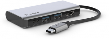 Belkin CONNECT 4-in-1 USB-C Multiport adapter Grey 
