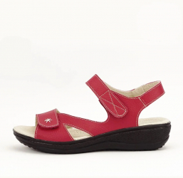 Sandale rosii din piele naturala Sara 129 