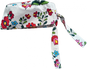 Boneta medicala Alba cu imprimeu rustic Bumbac Marime universala 