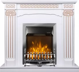 Semineu Electric Calisto si Galileo Silver - Art Flame - 1020 x 300 x 1100 mm - 2000W - Termostat - Telecomanda 