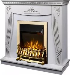 Semineu Electric Napoli White si Galileo Gold - Art Flame - 1035 x 300 x 1100 mm - 2000W - Termostat - Telecomanda 