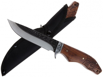 Cutit de vanatoare IdeallStore® Lion Blade 25 cm otel inoxidabil maro teaca inclusa 