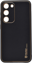 Husa eleganta din piele ecologica pentru Samsung Galaxy A32 5G cu accente aurii Negru 