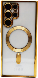 Husa Luxury tip MagSafe compatibila cu Samsung Galaxy S23 Plus Full protection Margini colorate Auriu 