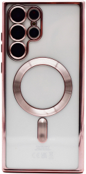 Husa Luxury tip MagSafe compatibila cu Samsung Galaxy S23 Plus Full protection Margini colorate Rose gold 