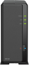 Network Attached Storage Synology DiskStation DS124, 1 GB DDR4 non-ECC, 1-Bay, Hot Swappable Drive, RJ-45 1GbE, USB 3.2