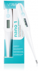 Termometru electronic tip stilou Vitammy Nano 1 functie alarma pentru febra memorarea ultimei masuratori husa protectie 
