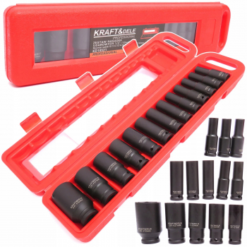 Set trusa chei tubulare impact lungi ½ 13 piese 10-32mm intarite pistol impact KD10521 