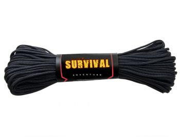 Sfoara paracord IdeallStore® Adventure Survival 30 metri negru 200 g 